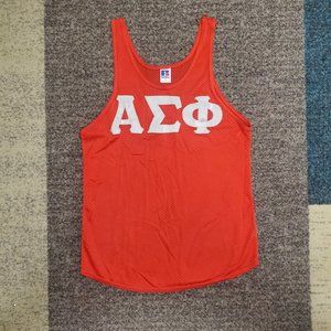Vintage Alpha Sigma Phi Red Grey Tank Top Size Medium